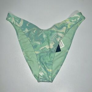 Hollister Swirl Cheeky Bikini Bottoms Swimwear White Mint Green Sz Medium NWT